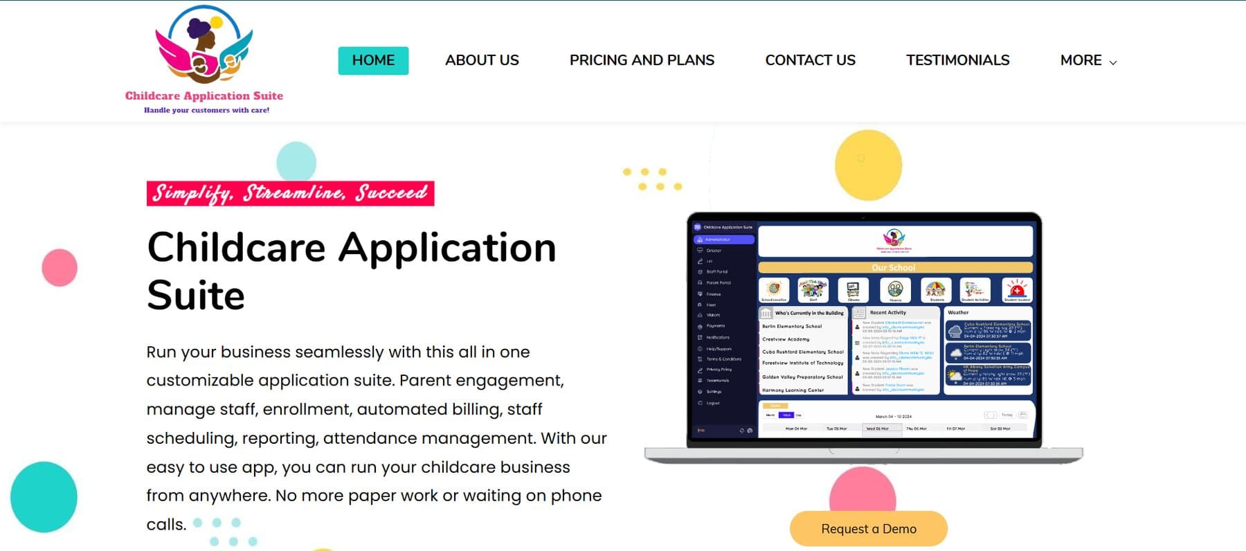 Childcare Application Suite — Product & Website — detail view